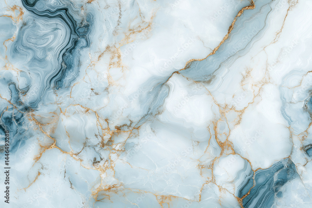 Fototapeta premium Elegant marble texture with blue and gold accents for design use