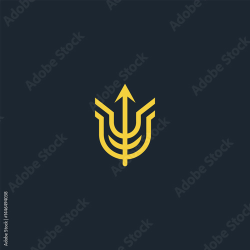 Geometric trident logo with bold, angular modern design.