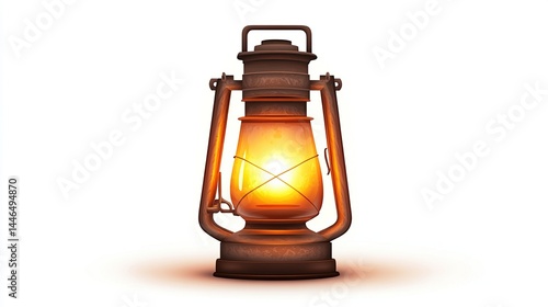 Wallpaper Mural Antique oil lantern glowing brightly on white background. Torontodigital.ca