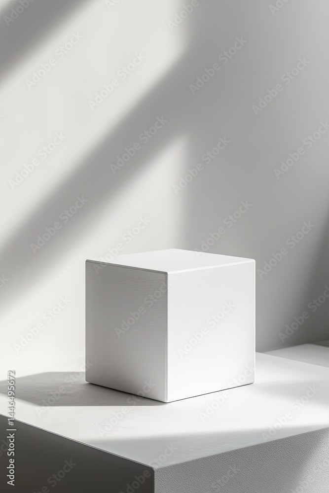 Empty white cube on a white surface Empty white cube on a white surface