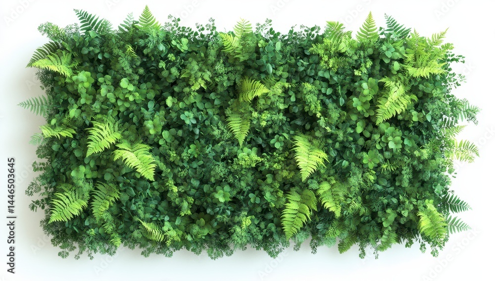 Obraz premium Lush Green Foliage Wall with Varied Leaf Textures
