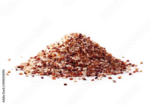 Mixed Grains and Rice Pile on White Background