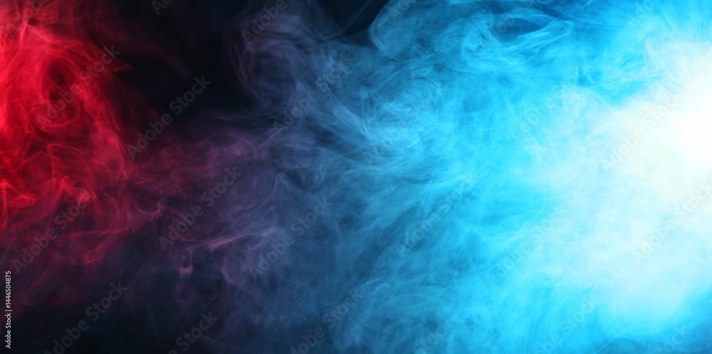 Obraz premium Beautiful smoke in neon lights on dark background