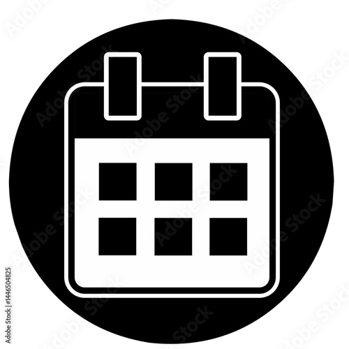 Calendar or appointment schedule flat black circle icon for apps and websites.
