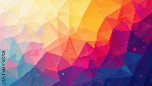 Geometric abstract shapes in vibrant hues, ideal for web or print, repeating, vibrant, geometric