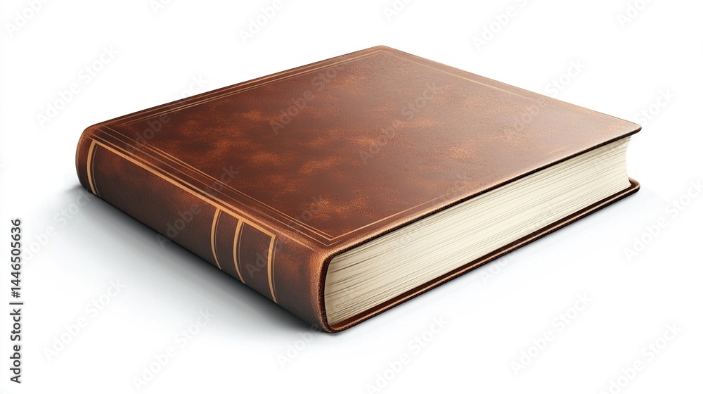 Thick brown leather-bound book isolated on white. Thick brown leather-bound book isolated on white.