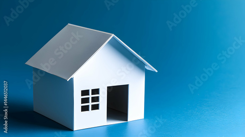 Wallpaper Mural White Paper House Model on Blue Background for Creative Projects Torontodigital.ca