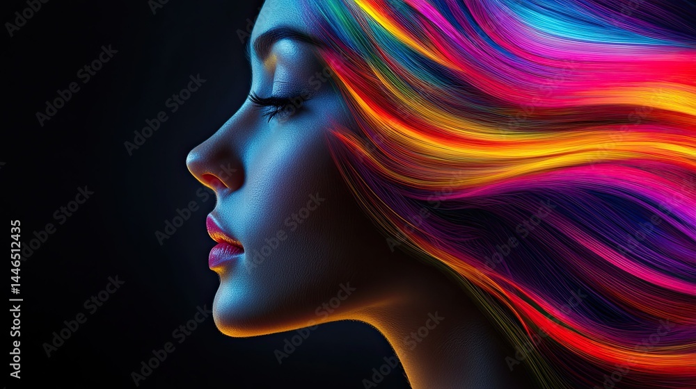 Abstract Flowing Portrait: A captivating portrait of a woman with flowing colorful lines evoking serenity and expression. Abstract Flowing Portrait: A captivating portrait of a woman with flowing colorful lines evoking serenity and expression.
