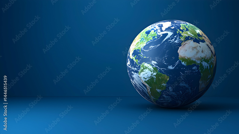 Blue Earth Globe Against Solid Blue Background for Global Concepts Blue Earth Globe Against Solid Blue Background for Global Concepts