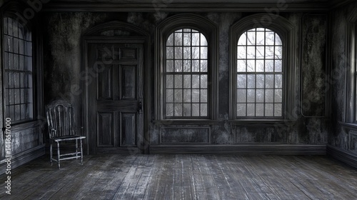 Abandoned Dark Room with Antique Furniture room background