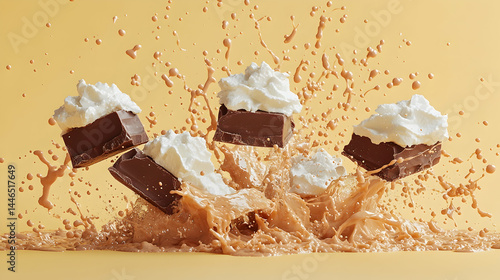 Delicious Chocolate Bar Splashes into Creamy Brown Liquid
