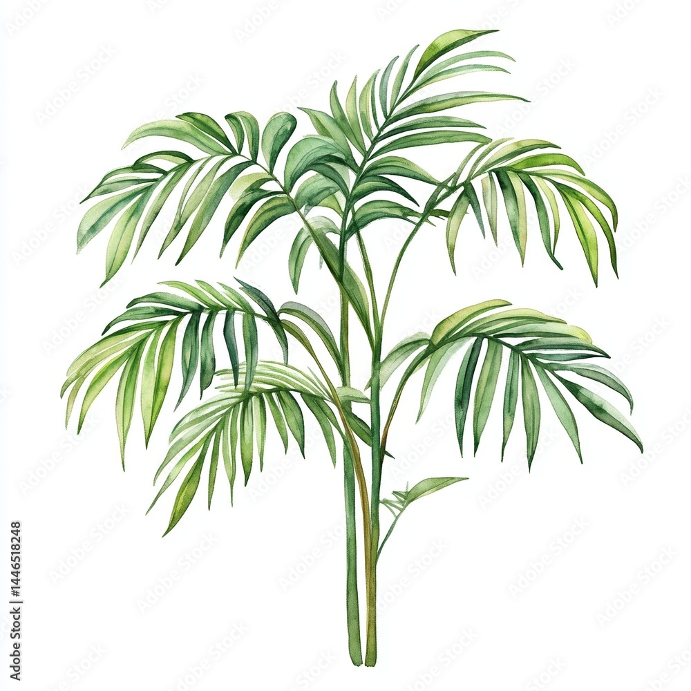 Obraz premium Watercolor Parlor Palm on white background
