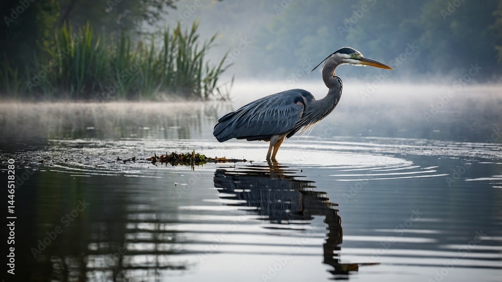 Naklejka premium great blue heron, Generative Ai