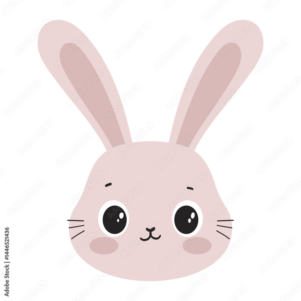 Obraz premium Cartoon Rabbit Face Illustration