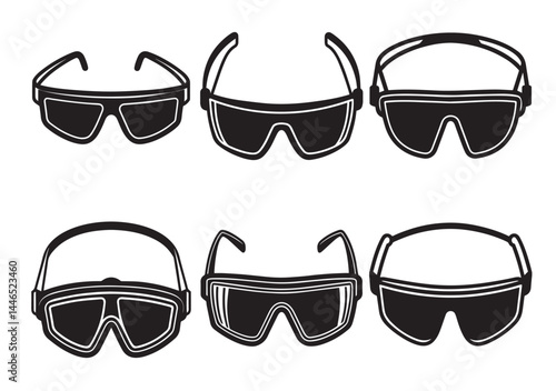 Safety glasses silhouette vector Set