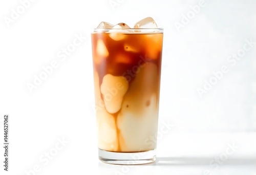 Wallpaper Mural Generative AI Delight : Refreshing Iced Coffee in a Tall Glass on White Torontodigital.ca