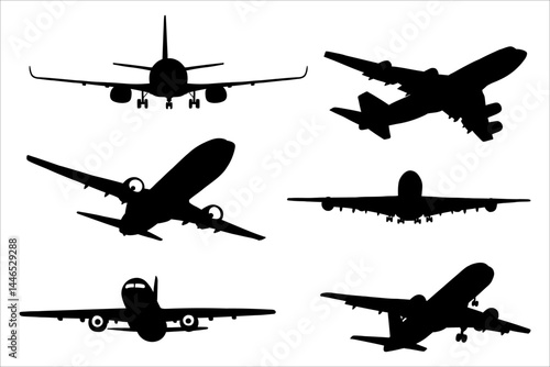 silhouette Airplanes in black color