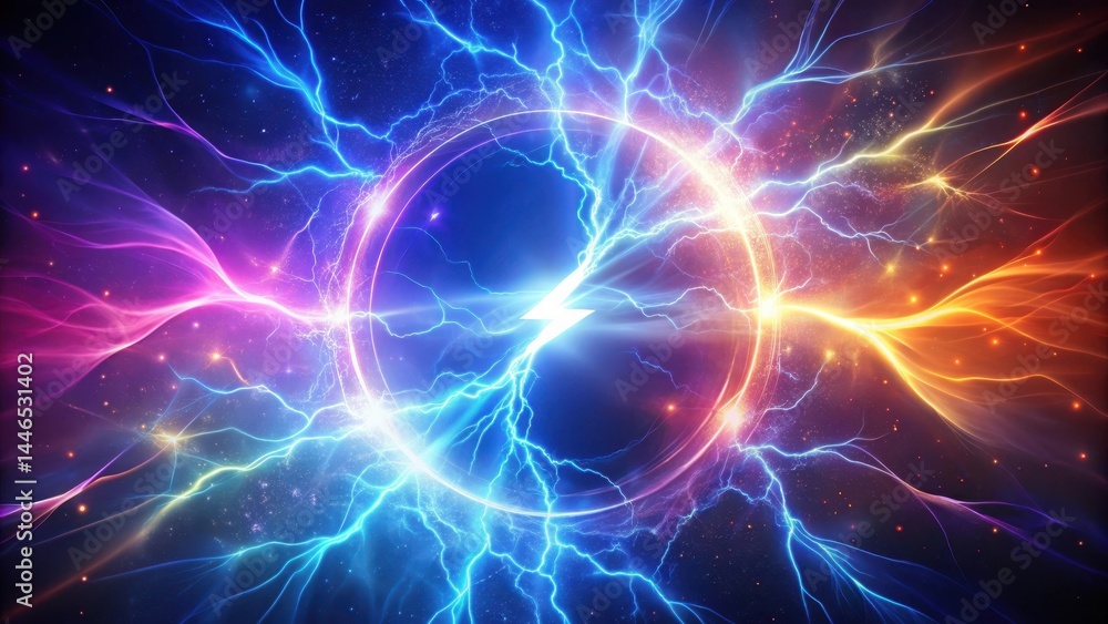 Abstract Circular Energy Burst Vibrant Hues of Lightning and Plasma Converge in a Dynamic, Glowing Vortex Abstract Circular Energy Burst Vibrant Hues of Lightning and Plasma Converge in a Dynamic, Glowing Vortex