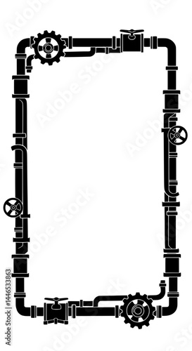 Steampunk Piping Frame: A sophisticated frame constructed from an intricate network of interconnected pipes, valves, and gears, embodying a unique steampunk aesthetic.