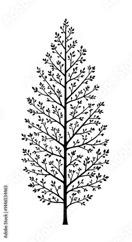 Silhouette of a Tall Tree: This simple yet elegant silhouette of a towering tree stands tall against a blank canvas, symbolizing strength, growth, and the timeless beauty of nature.
