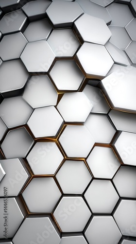A smartphone wallpaper A stunning 3d rendered image showcasing a detailed arrangement of metallic hexagonal tiles.