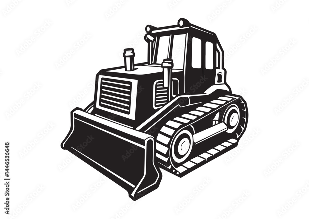 Naklejka premium Bulldozer silhouette vector