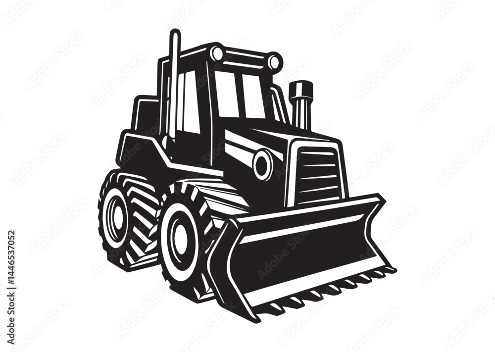 Naklejka premium Bulldozer silhouette vector