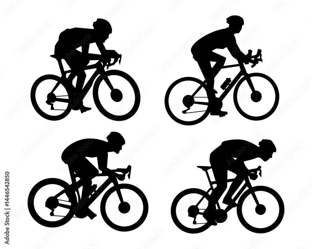 Obraz premium Hand drawn silhouette bicycle player collection
