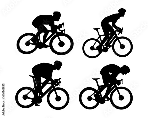 Hand drawn silhouette bicycle player