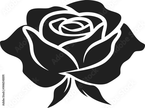 Elegant Black and White Rose Silhouette – Minimalist Floral Art Design