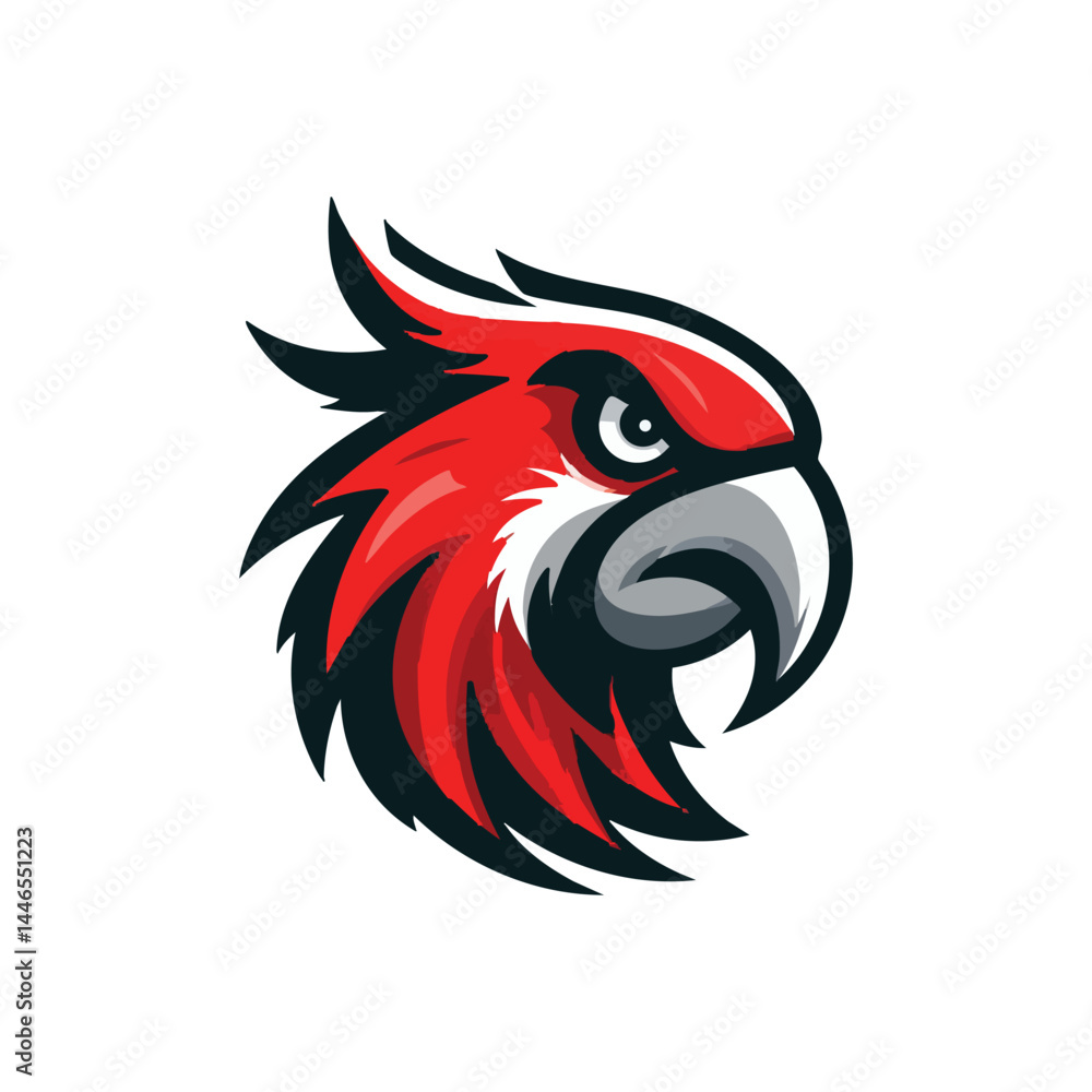 Obraz premium Angry Parrot Head Mascot Logo Vector Illustration