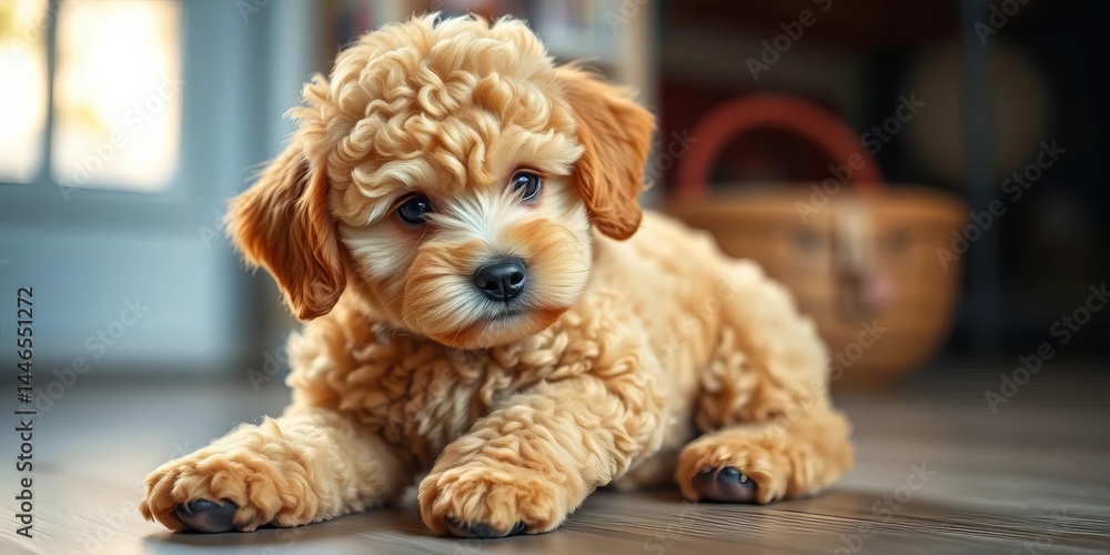 Adorable fluffy curly toy poodle puppy playing, playful, toy poodle Adorable fluffy curly toy poodle puppy playing, playful, toy poodle