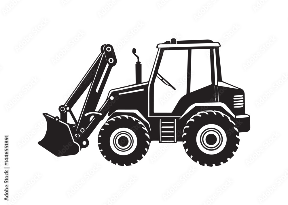 Naklejka premium Backhoe loader silhouette vector