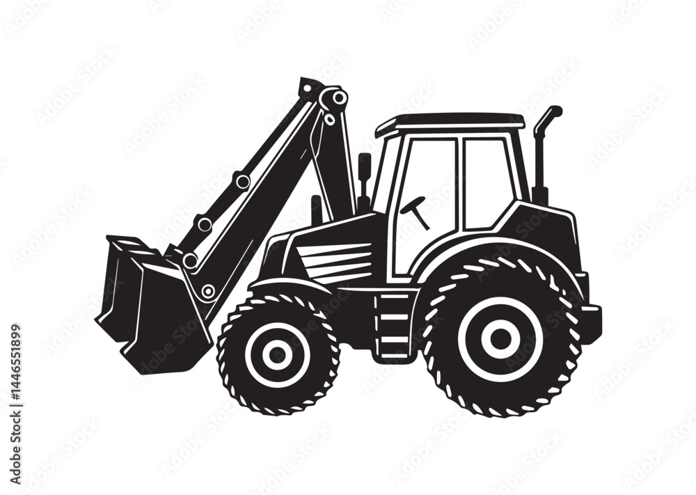 Naklejka premium Backhoe loader silhouette vector