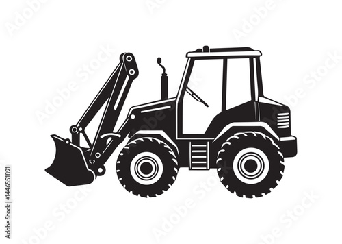 Backhoe loader silhouette vector
