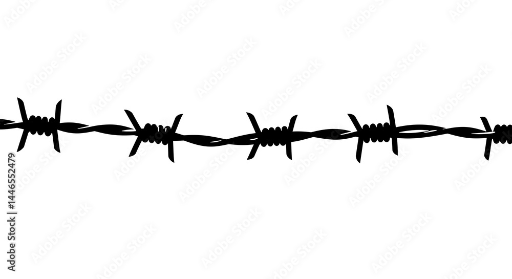 Barbed Wire on White Background - Security and Restriction Symbol
Barbed Wire on White Background - Security and Restriction Symbol