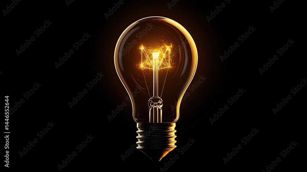 Glowing lightbulb on black background. Glowing lightbulb on black background.