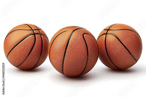 Three basketballs isolated on white background sports equipment team competition