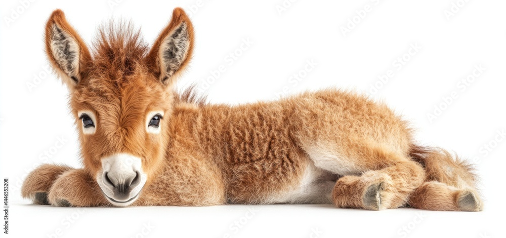 Fototapeta premium Adorable Mini Donkey Foal Resting