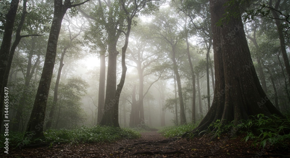 Fototapeta premium Misty Forest Path Photo
