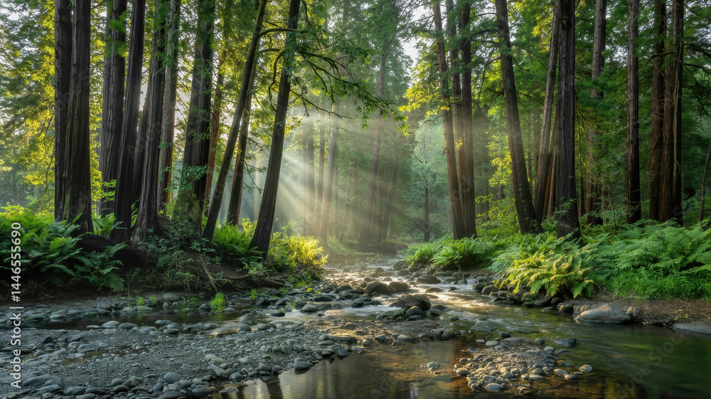 Majestic Forest with Sunbeams Majestic Forest with Sunbeams