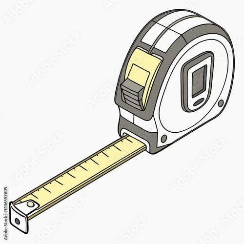 Isolated Retractable Measuring Tape Tool For Accurate Measurements On A Plain Background
