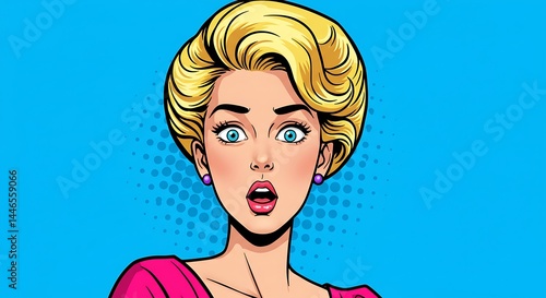 Surprised Woman Pop Art Style – Shocked Retro Comic Expression
