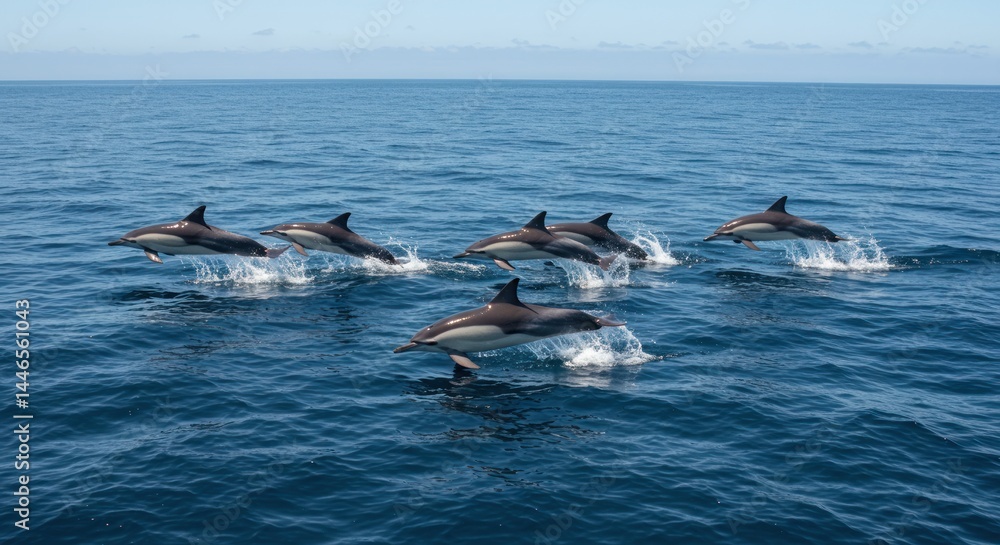 Fototapeta premium Dolphins Jumping Out of the Water - Photo