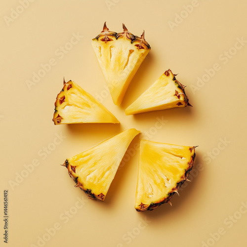 Fatias de fruta abacaxi em um fundo neutro claro