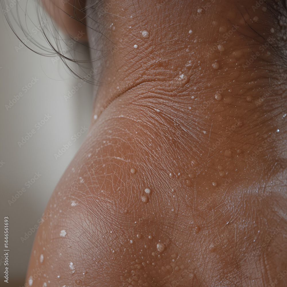 Fototapeta premium Detailed texture of female skin. Close up shot of young african-american female body. Skincare, bodycare, healthcare concept.