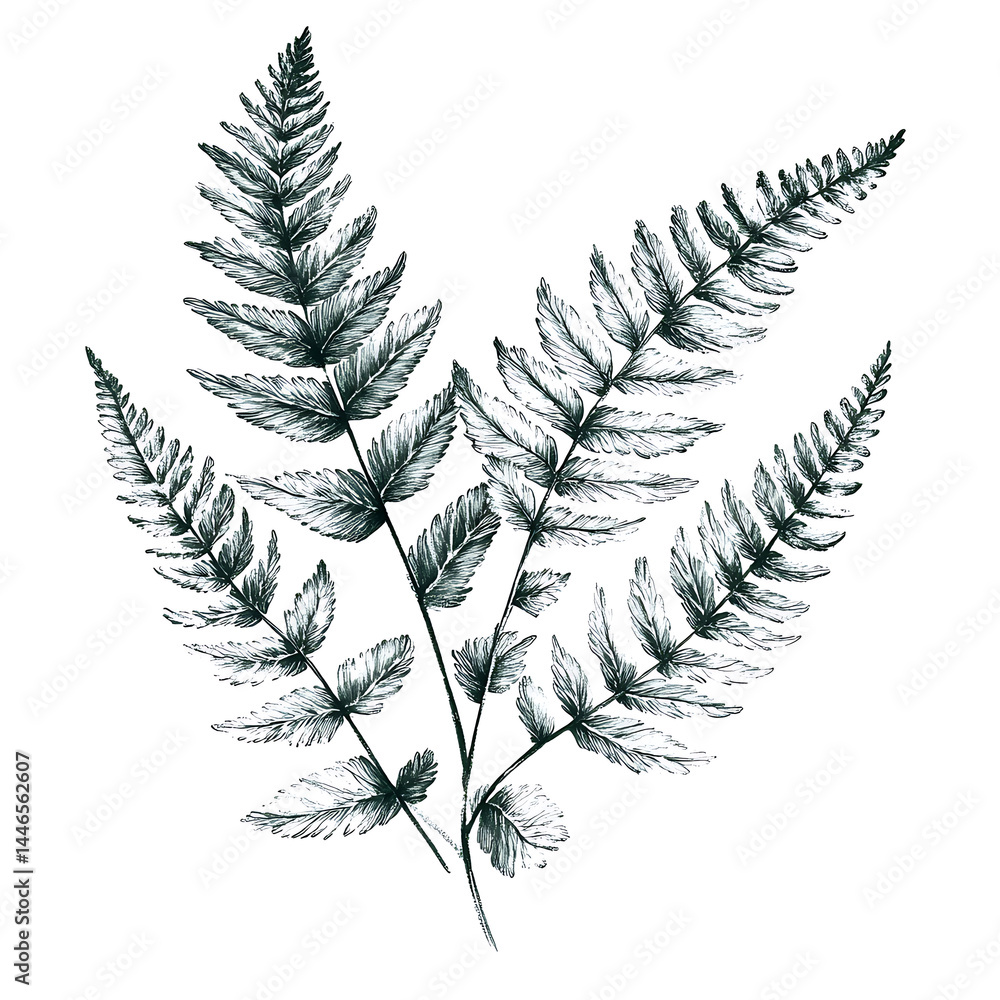 Naklejka premium Highly detailed illustrations of various trees, leaves, grasses, and botanical elements, featuring realistic, minimalist, and abstract compositions on a white background.