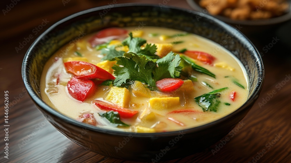 Creamy Thai Tofu Soup in Bowl Creamy Thai Tofu Soup in Bowl
