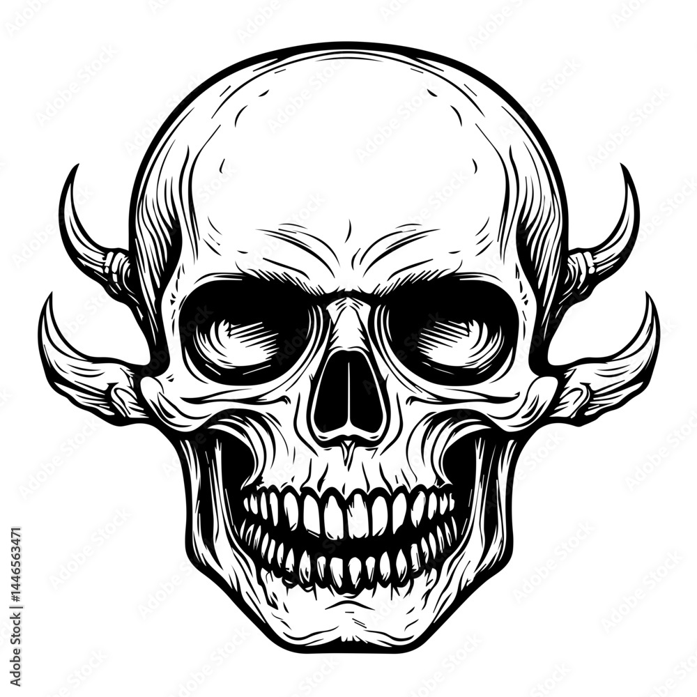Fototapeta premium skull, Human Skull, Cartoon Skull Icon Silhouette