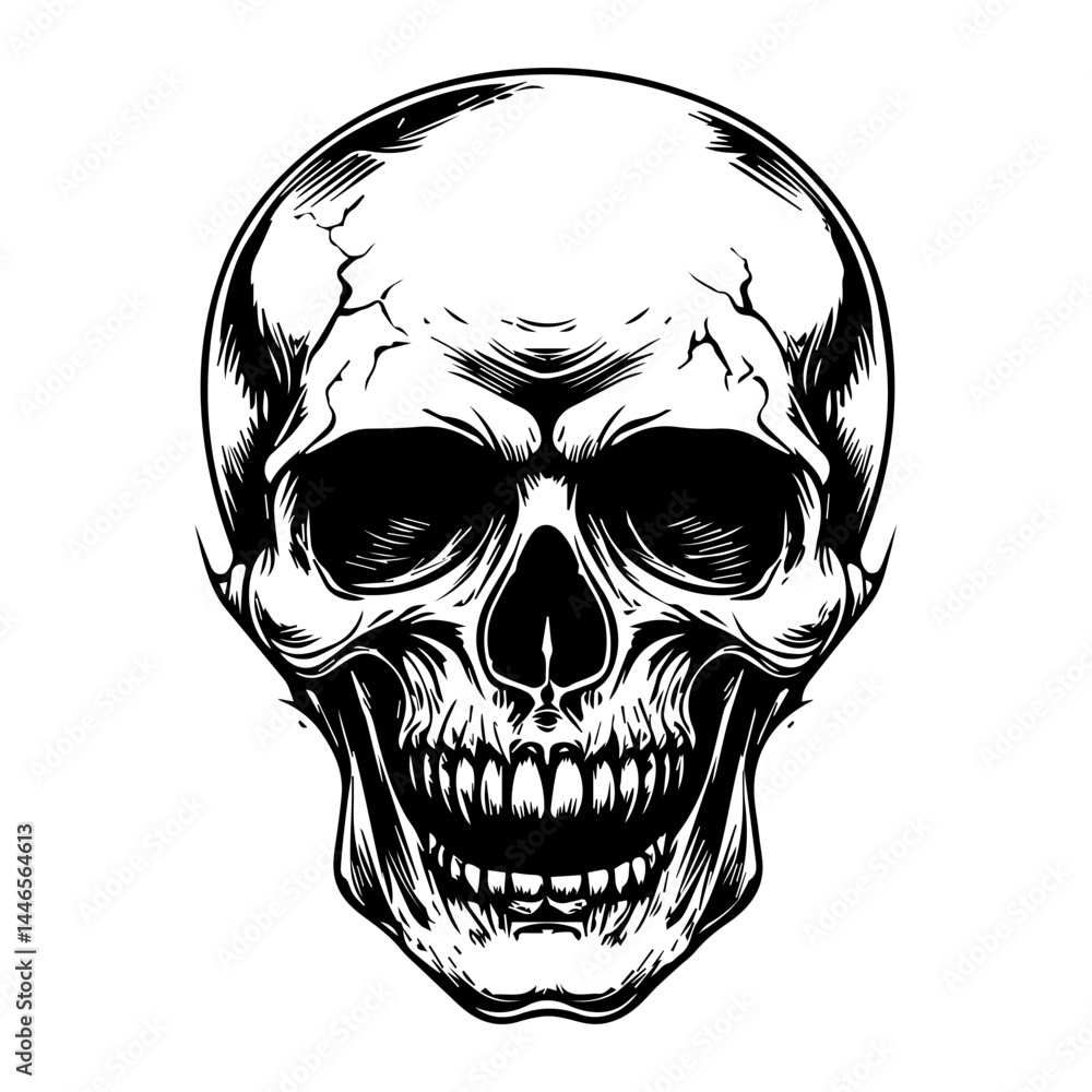Fototapeta premium skull, Human Skull, Cartoon Skull Icon Silhouette